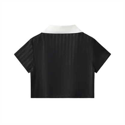"THE KICKER" Striped Cropped Jersey